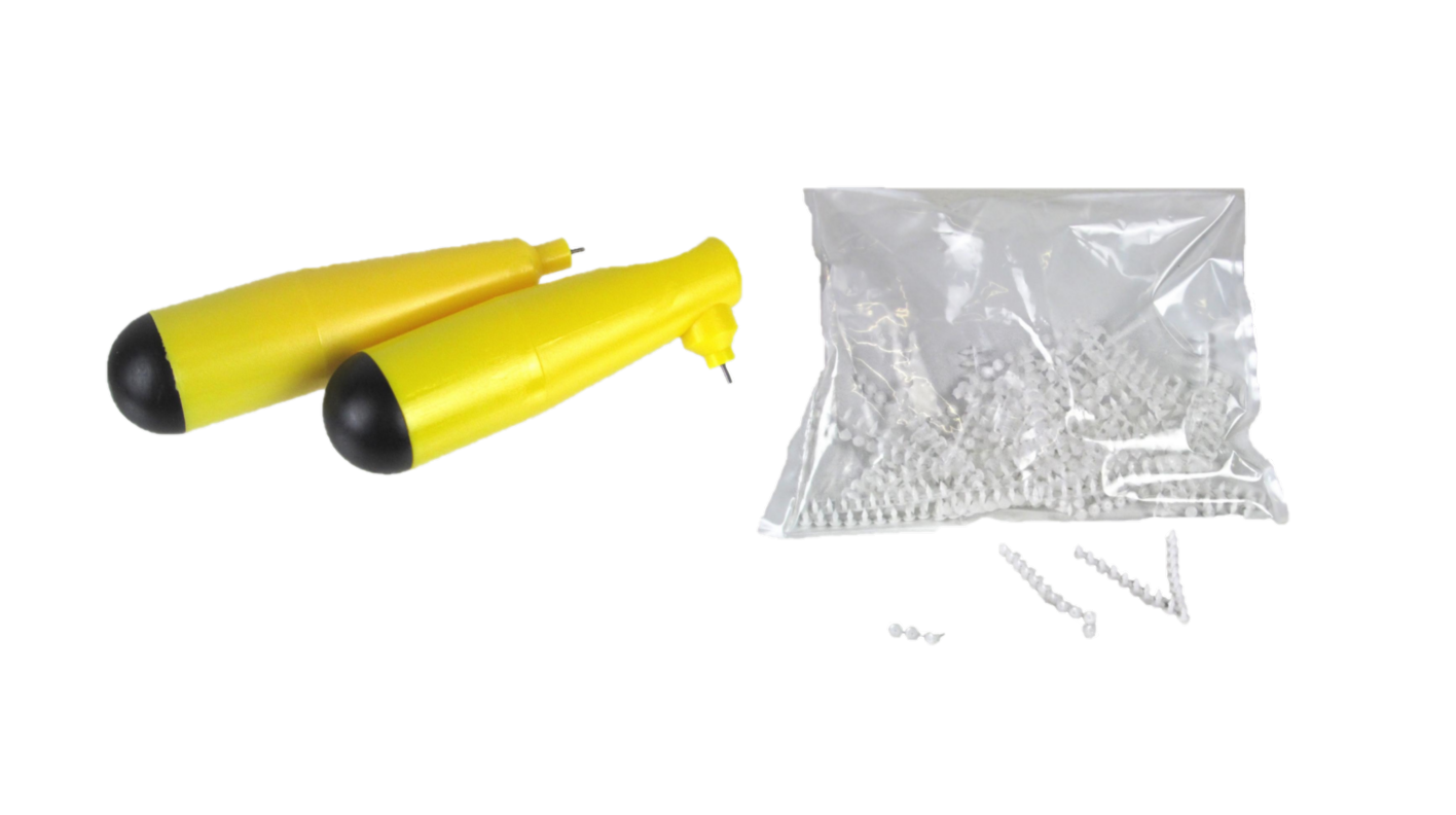 ein Set PVC-Kunststoff-Stecknieten in Weiß