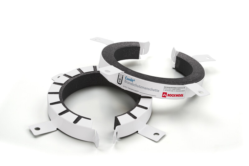 zwei Rockwool Conlit Brandschutmanschetten